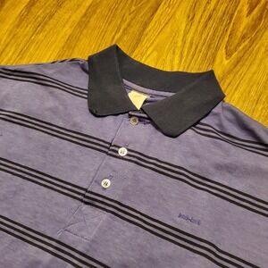 Vintage Burger King Polo Shirt Adult Large Purple Striped Embroidered Employee